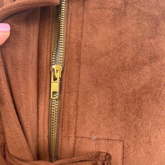 Ralph Lauren Brown Faux Suede Sherpa Toggle Coat Jacket Brown‎ Size Large - Picture 5 of 12